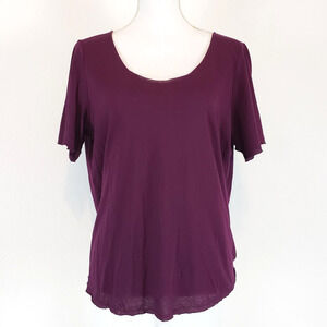Double Zero Purple Short Sleeve SIZE S Blouse Open Back Top Semi Sheer Cute Top